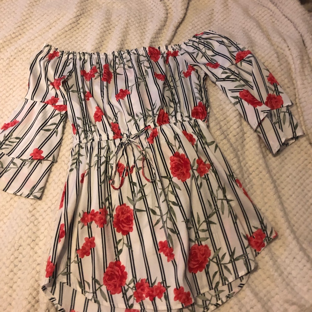 Mini Stripped-Flower patterned Dress.